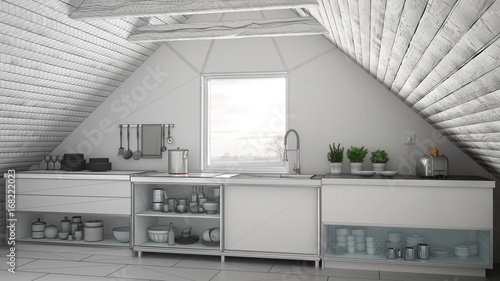 Unfinished Project Of Scandinavian Industrial Kitchen Loft