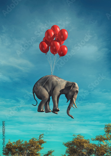 Dekoracja na wymiar  koncepcyjny-obraz-latajacego-slonia