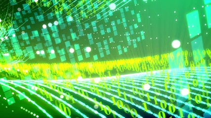 Wall Mural - abstract green binary code data transfer. seamless loop.