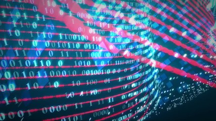 Wall Mural - stream of binary code on screen. data and technology, decryption and encryption, computer matrix bac