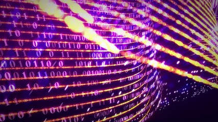 Wall Mural - lines of binary codes traveling through the path. internet data technology concept. seamless loop.