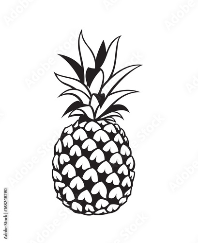 Plakat na zamówienie Czarny obrazek ananasa