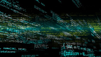 Wall Mural - abstract blue, white and yellow software programmer code. software development concept.