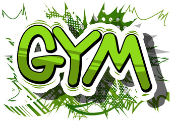 gym - comic book word on abstract background.