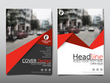 Fototapeta  - Red flyer cover business brochure vector design, Leaflet advertising abstract background, Modern poster magazine layout template, Annual report for presentation.