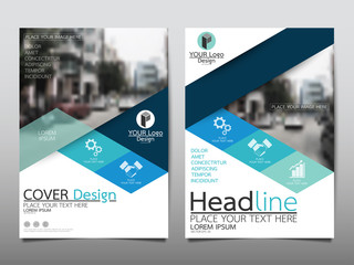 Wall Mural - blue flyer cover business brochure vector design, leaflet advertising abstract background, modern po