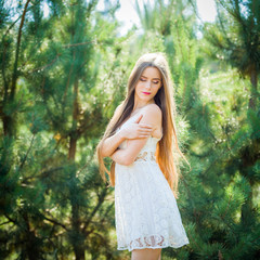 Girl in the Pine Forest