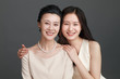 © View Stock - Studio portrait of woman with adult daughter