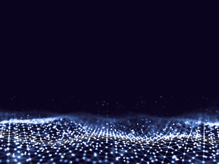 Wall Mural - abstract 3d rendering futuristic dots and lines. computer geometric digital connection structure. fu