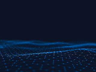 Wall Mural - abstract 3d rendering futuristic dots and lines. computer geometric digital connection structure. fu