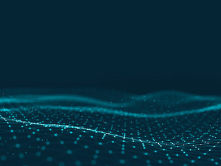 Wall Mural - abstract 3d rendering futuristic dots and lines. computer geometric digital connection structure. fu