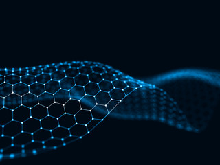 Wall Mural - abstract 3d rendering futuristic dots and lines. computer geometric digital connection structure. fu