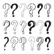 © Hulinska Yevheniia - Set of hand drawn Sketch question marks. Vector illustration.
