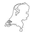 Netherlands map of black contour curves of vector illustration.