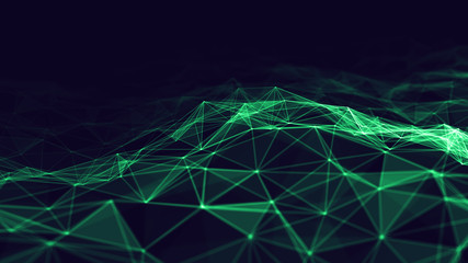 Wall Mural - 3d rendering abstract futuristic dots and lines. computer geometric digital connection structure. fu