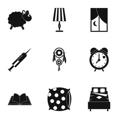 Poster - Sleeping icon set, simple style