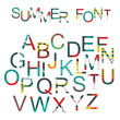 © yokunen - Summer font in hand drawn style, decorated in bright colors with brush graphic.