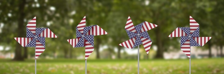 Canvas Print - USA wind catchers in front of trees