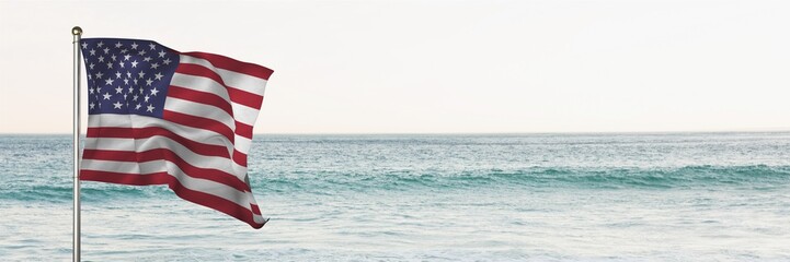 Wall Mural - 3D USA flag against beach background