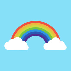 rainbow with clouds icon. isolated on background. vector illustration.