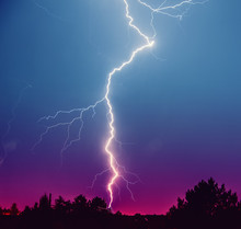 Powerful Lightning Strikes ,colorful Thunder Sky