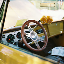 View Of The Inside Of An American Classic Car