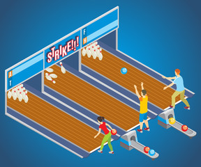 Sticker - Isometric Bowling Game Concept