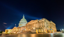The United States Capitol Building At Night In Washington, DC