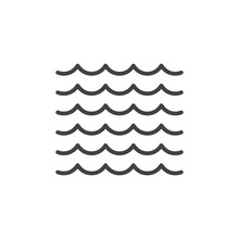 Sea Waves Line Icon, Outline Vector Sign, Linear Style Pictogram Isolated On White. Water Symbol, Logo Illustration. Editable Stroke. Pixel Perfect Vector Graphics
