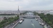 Aerial view of Paris with Seine river, low contrast