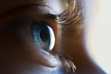 Wall Mural - Close-up of beautiful little girl blue eye