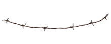 Old Security Barbed Wire Fence Isolated On White Background