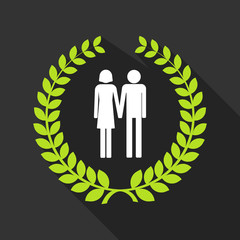 Sticker - Long shadow laurel wreath with a heterosexual couple pictogram