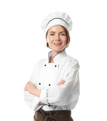 Sticker - Female chef on white background