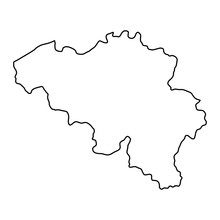 Belgium Map Of Black Contour Curves Of Vector Illustration