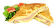 Fried ham and cheese Monte Cristo sandwich isolated on a white background