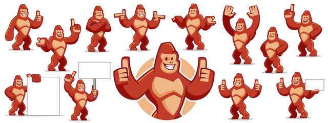 gorilla mascot character set