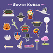 Travel to South Korea vector icons set