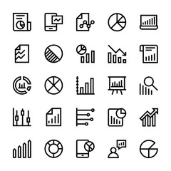 Poster - Business Charts and Diagrams Vector Line Icons 3