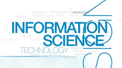 Wall Mural - information science animated word cloud, text design animation. kinetic typography.