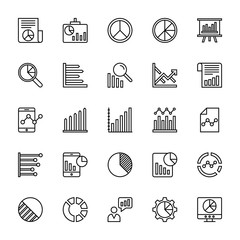 Poster - business charts and diagrams vector line icons 3