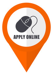 Poster - Apply online orange pointer vector icon in eps 10 isolated on white background.