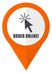 Leinwandbilder - Order online orange pointer vector icon in eps 10 isolated on white background.