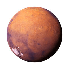 Wall Mural - planet mars, isolated on white background