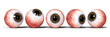 Leinwandbild Motiv five realistic human eyes with brown iris, isolated on white background 