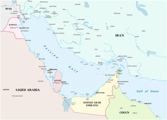  Map of the Persian Gulf and its neighboring countries
