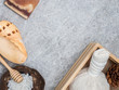 © anon - Aromatherapy  product  Spa set massage with white  wood background. top view,flat lay composition.