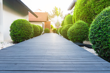 Black wooden garden path