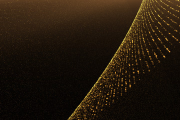 Wall Mural - glowing shiny dots. twist gold particles.curve geometric shape .bokeh dot blue. technology network m