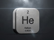 Helium element from the periodic table. Metallic icon 3D rendered with nice lens flare